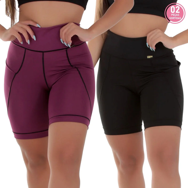 Kit 2 Shorts Fitness Feminino