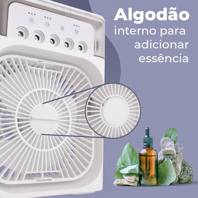 Ventilador Umidificador Portátil 3 em 1